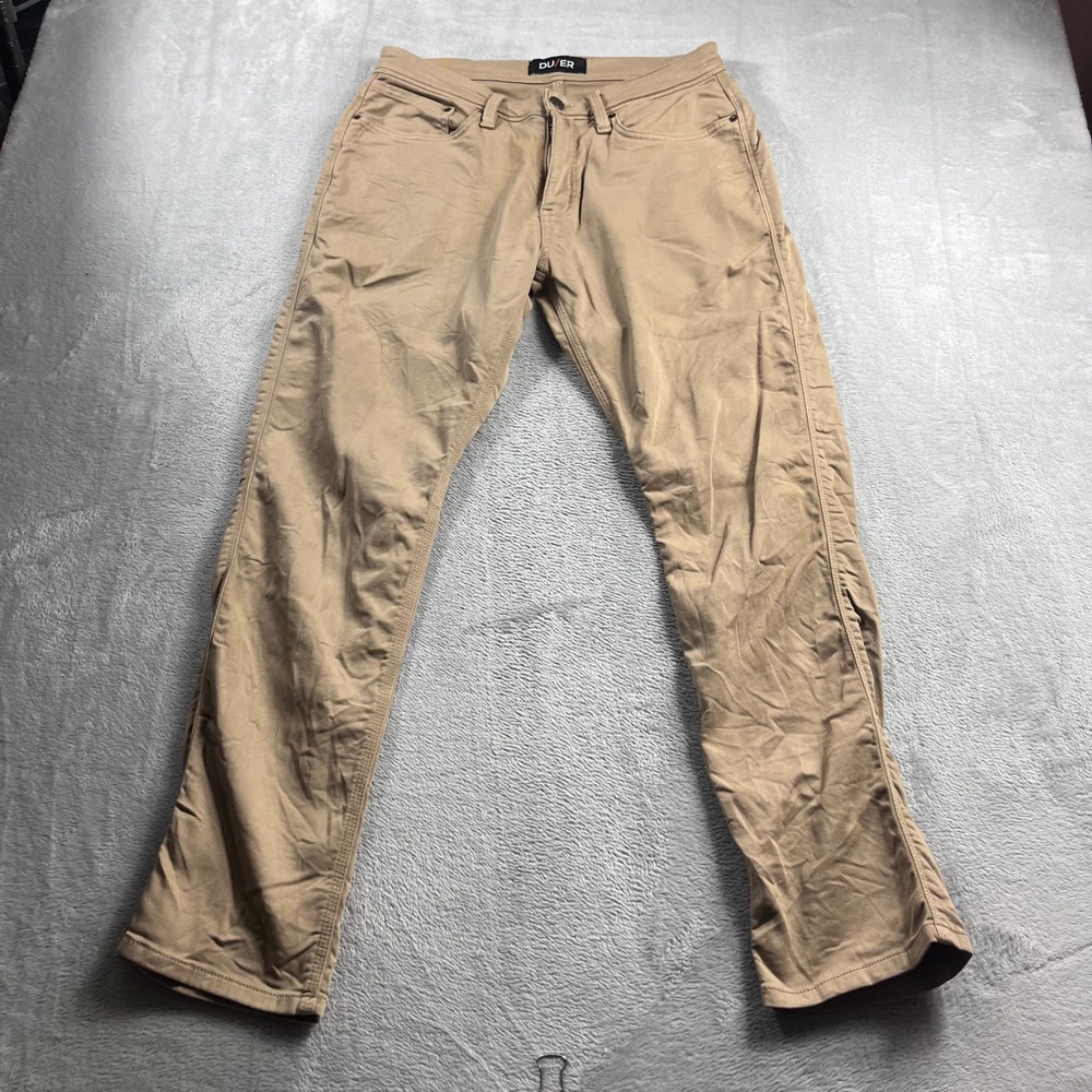 DUER N2X Relaxed Taper Mens Pants Tan Khaki Stretch Performance Chino 32x30